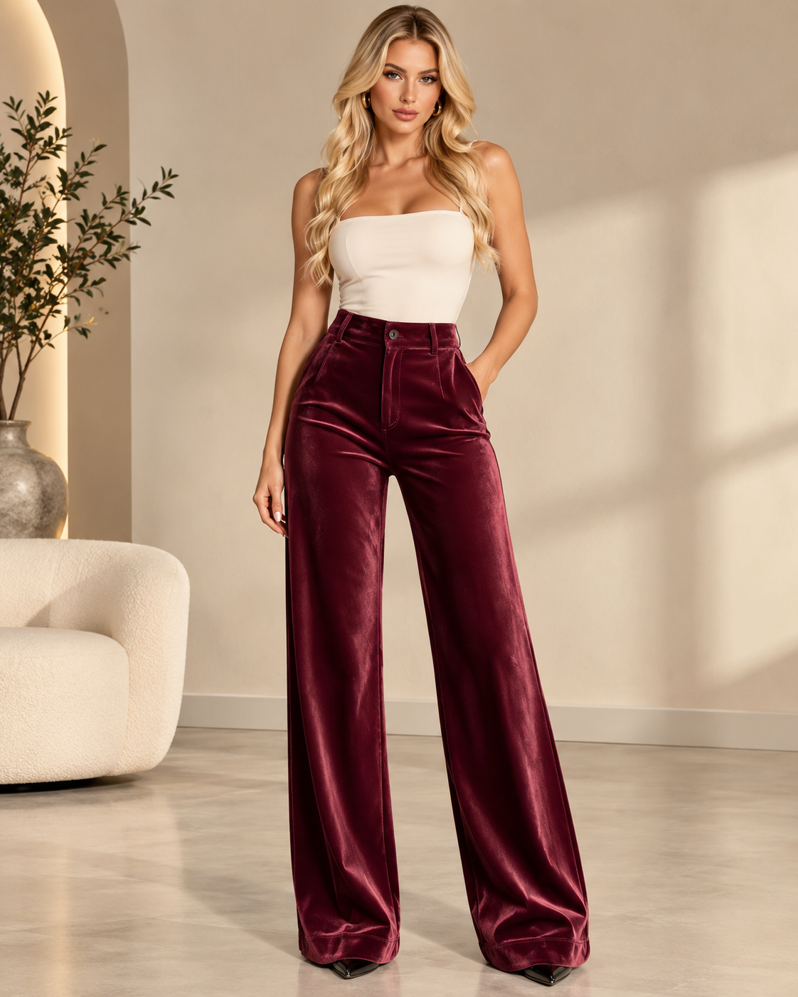 Veloura™ Burgundy Pants